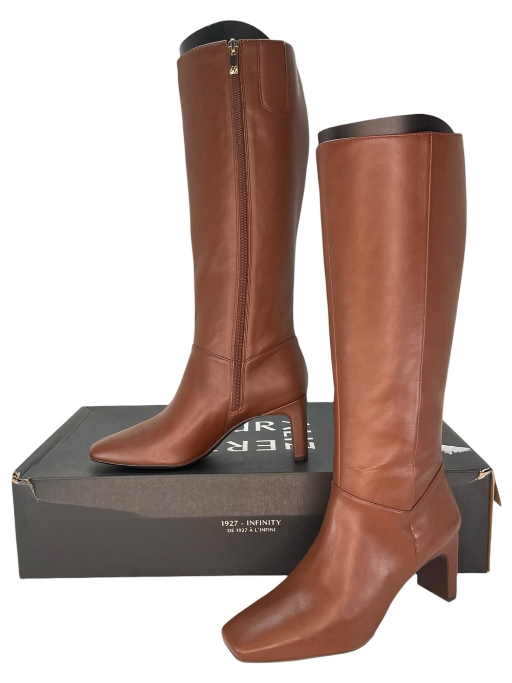 Naturalizer Nona Brown Leather Knee High Heeled Womens Boots Size 8.5M